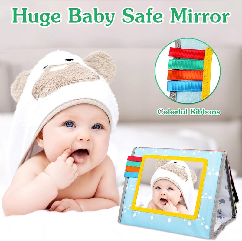 Aboosam Store Tummy Time Mirror Baby Toys - Black and White High Contrast Baby Visual Stimulating Mirror Toys for Newborn - Montessori Infant Sensory Crinkle Toy for Babies Gifts 0 3 6 9 Months - Image 2